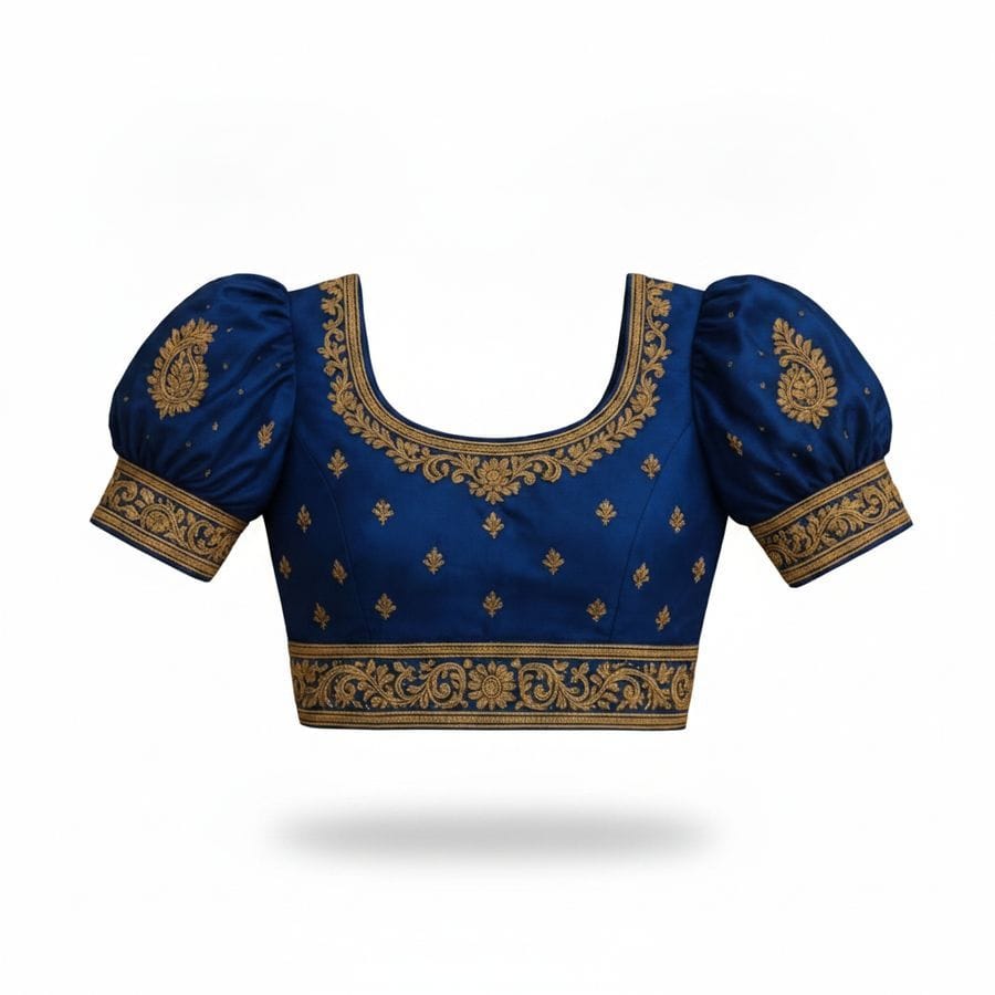 Navy Blue Embroidered Ethnic Blouse