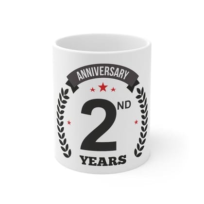 DARSHANS Ceramic 2nd Anniversary Printed Coffee Mug (Color: White, Capacity:330ml)