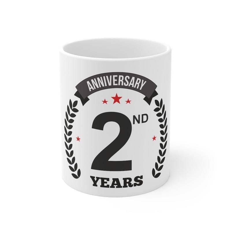DARSHANS Ceramic 2nd Anniversary Printed Coffee Mug (Color: White, Capacity:330ml)