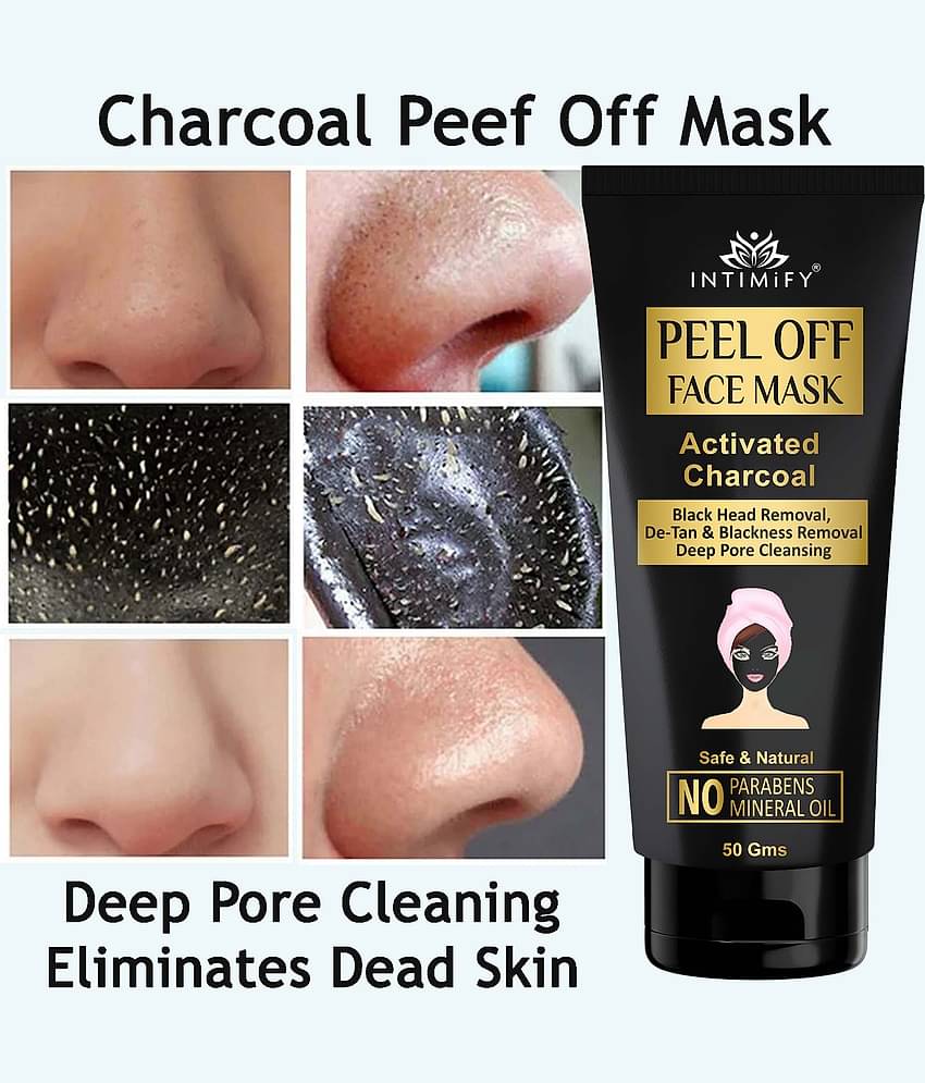 Intimify Charcoal Peel Mask, Face Mask, Blackhead Removal, Face Peel Off Masks, 50 Gms