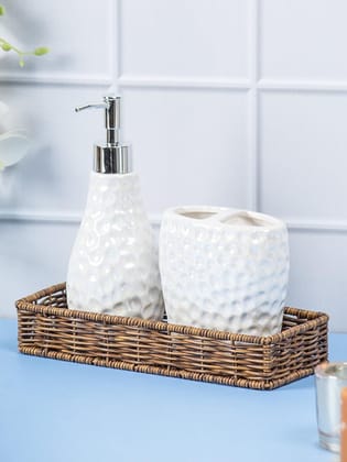 Market99 White Luster Ceramic Bathroom, Pack Of 3