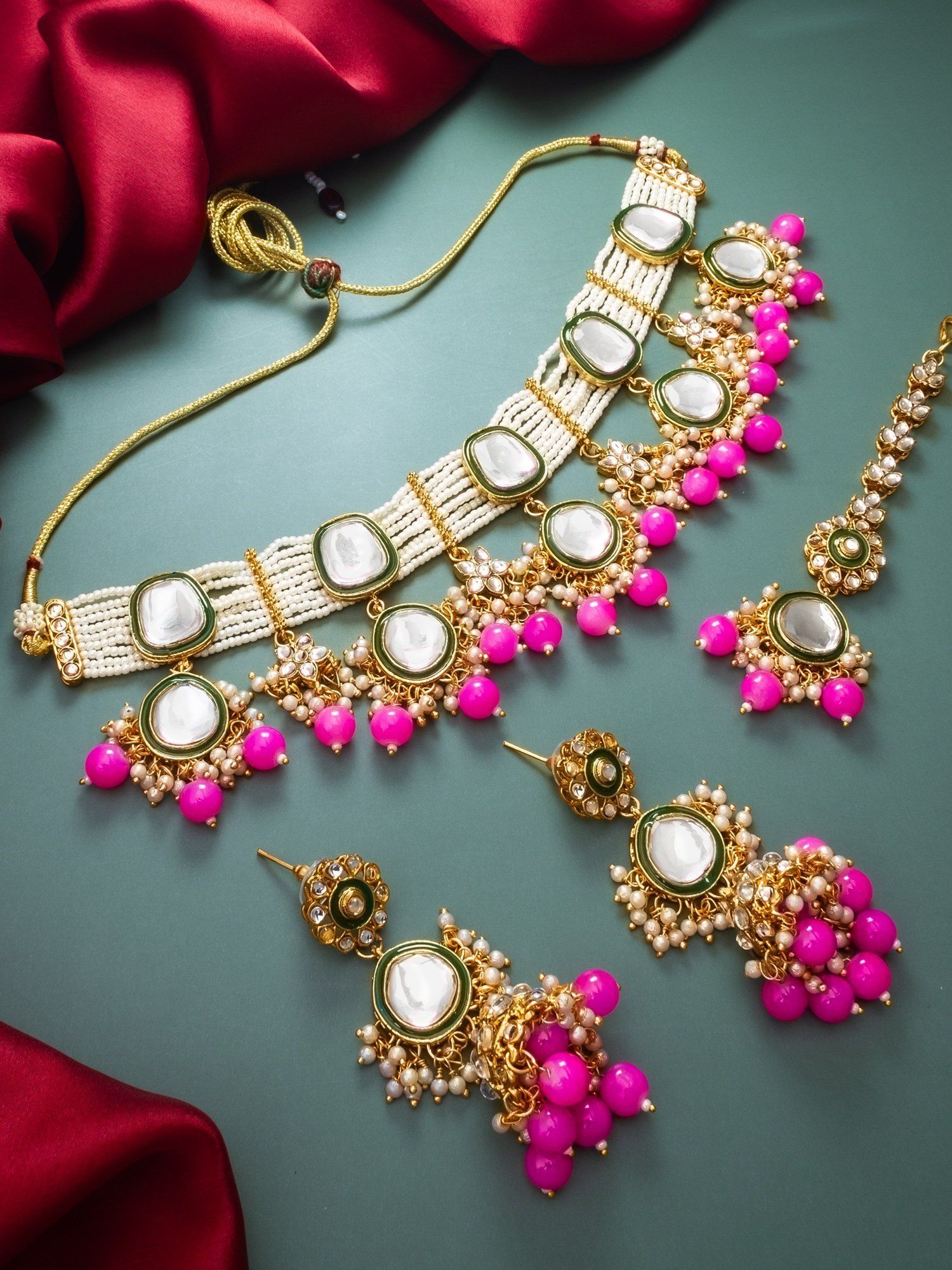 Morison Ethereal Gold Necklace Set with Earrings Redefine Your Style