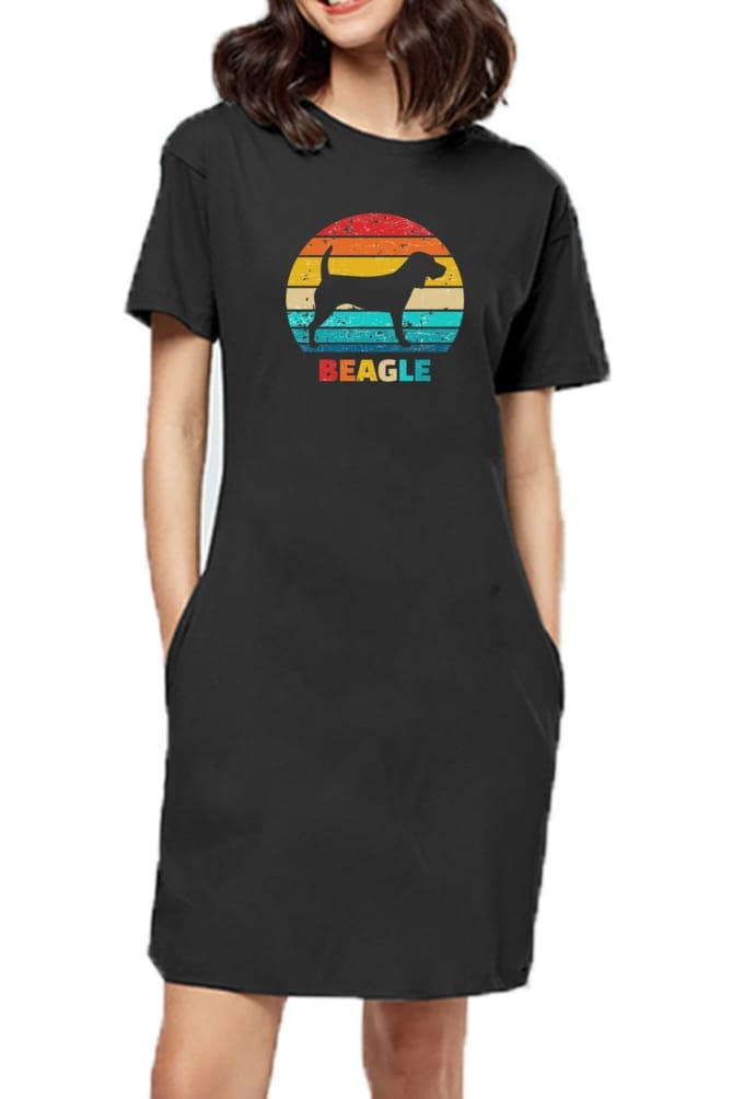 T-shirt Dress With Pockets - Beagle Sunset (3 Colours) (Slim Fit)