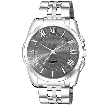 Silver 3D Roman Stainless Steel Analog Watch for Men LR128