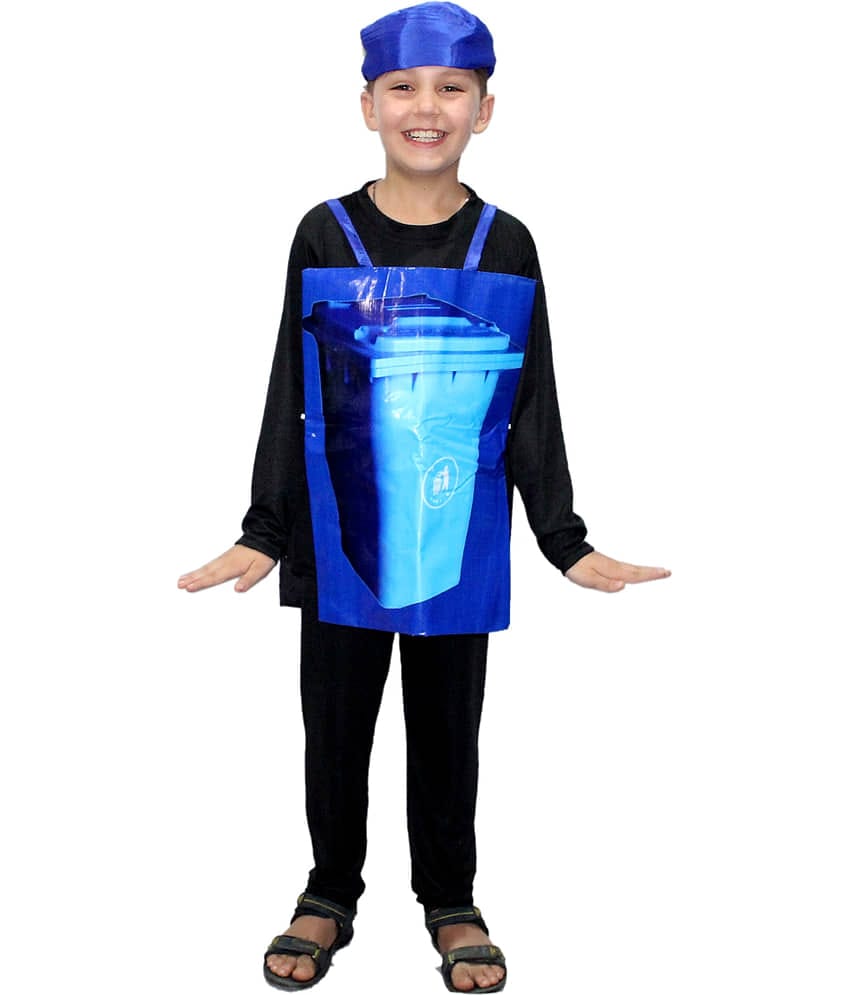 Kaku Fancy Dresses Dustbin Costume for Kids/Social Message Hygiene Costume/Cosplay Costume -Blue, 3-8 Years, for Unisex