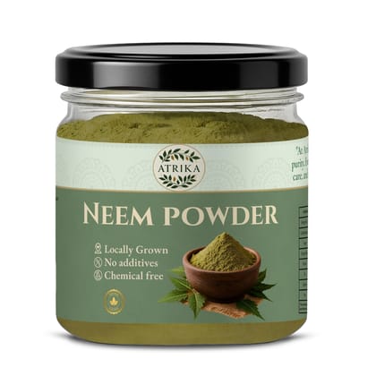 Atrika Neem Powder 200g | Pure Neem Leaf Powder for Face, Skin & Hair Care | Herbal Edible Neem Powder Atrika Neem Powder 200g | Pure Neem Leaf Powder for Face, Skin & Hair Care | Herbal Edible Neem Powder