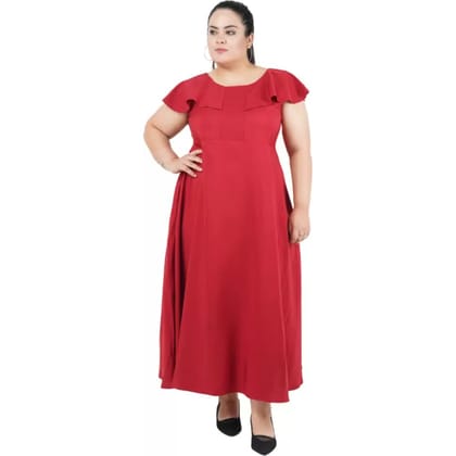 Women's Polyester Fit and Flare Maroon Dress Size 7XL (Maroon)