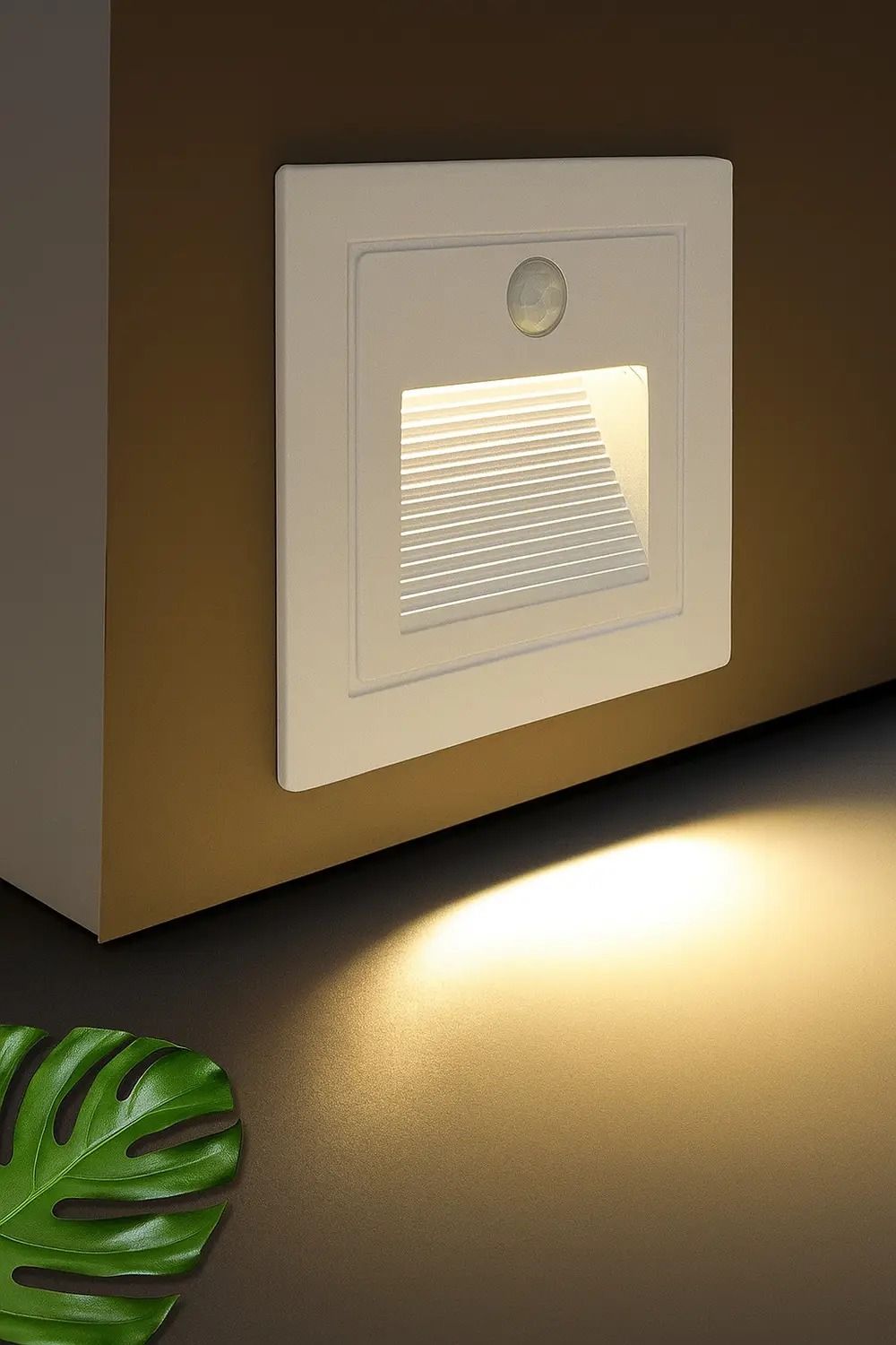 SPARKWORLD LED Recessed Step Light with Motion Sensor | Warm White Stair & Wall Light | Square In-Wall Foot Light | Colour: 5w_(WithSensor)