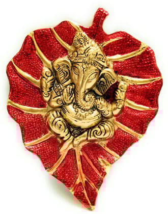 DreamKraft Leaf Ganesh Wall Hanging with Meena Kari Work for Home Decor