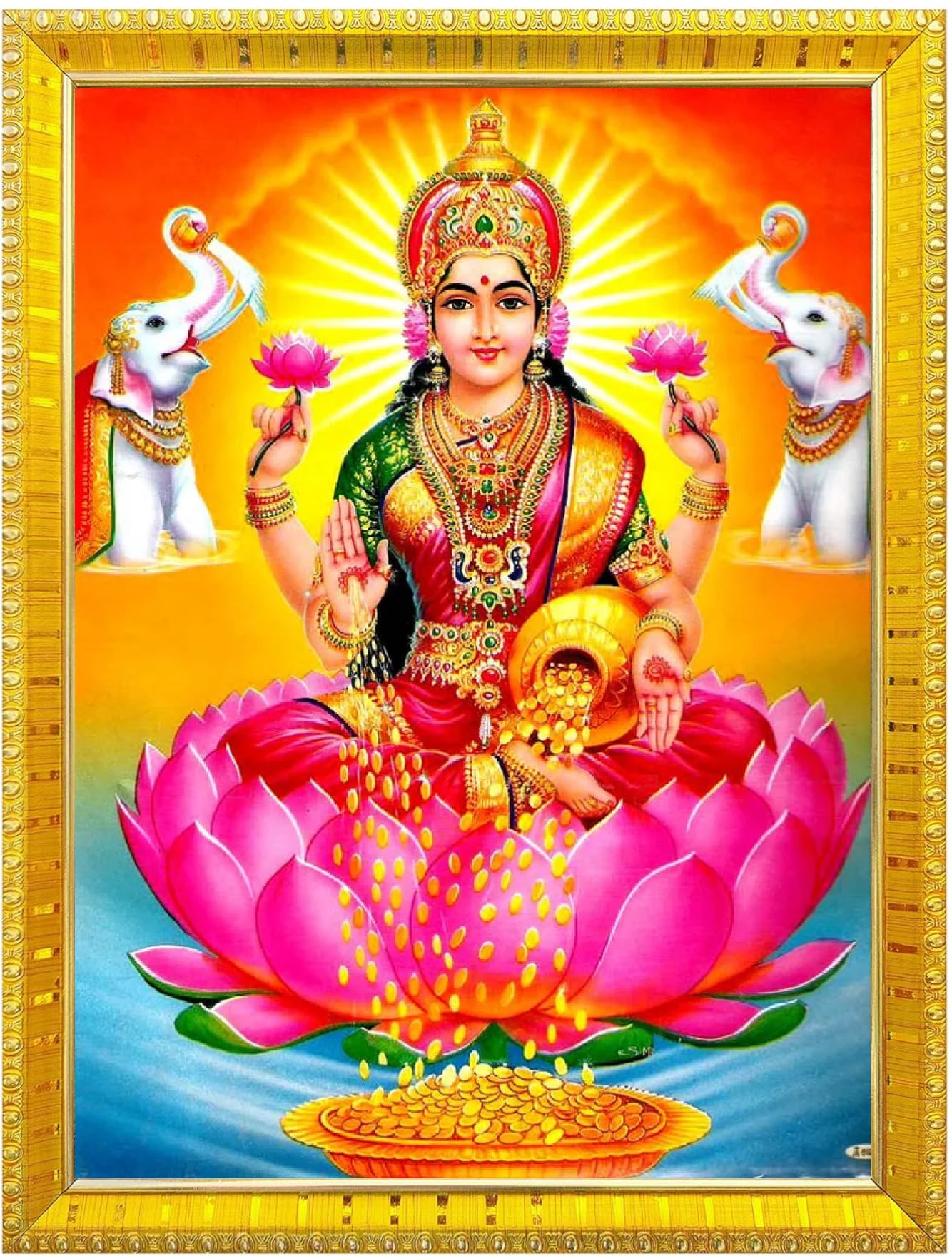 NOKKES Laxmi Devi Maa Mata Photo Frames Religious Photo frame 5X7 Inch Photo Frame_W51