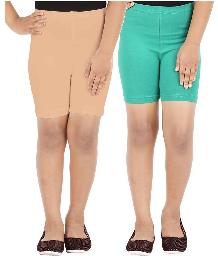 LULA Pack of 2 Girls Cotton Blend Cycling Shorts ( Multicolor )