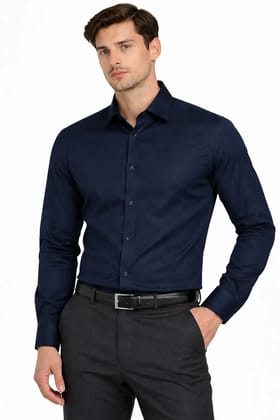 Mens Premium Navy Blue  Cotton Shirt (60x40 Fabric) | Formal Wear | Regular Fit