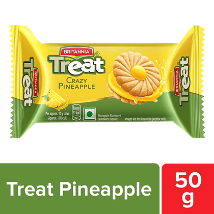 Britannia Treat Crazy Pineapple Cream Biscuit - Ready To Eat, 50 G