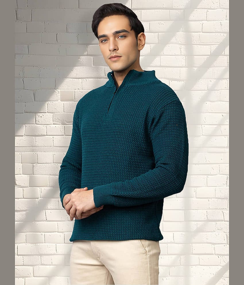 tysort Woollen Blend High Neck Men's Full Sleeves Pullover Sweater - Green ( Pack of 1 )