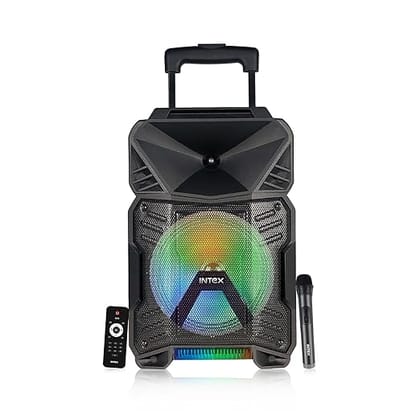 Intex Thriller 450 Bluetooth Trolley Speaker | 40W Powerful Sound with Wireless Karaoke Mic | LED Display | TWS Function & Remote | Deep Bass Party Speaker (Black)