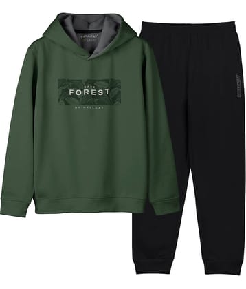HELLCAT Pack of 1 Girls Cotton Blend Top With Pants ( Olive )