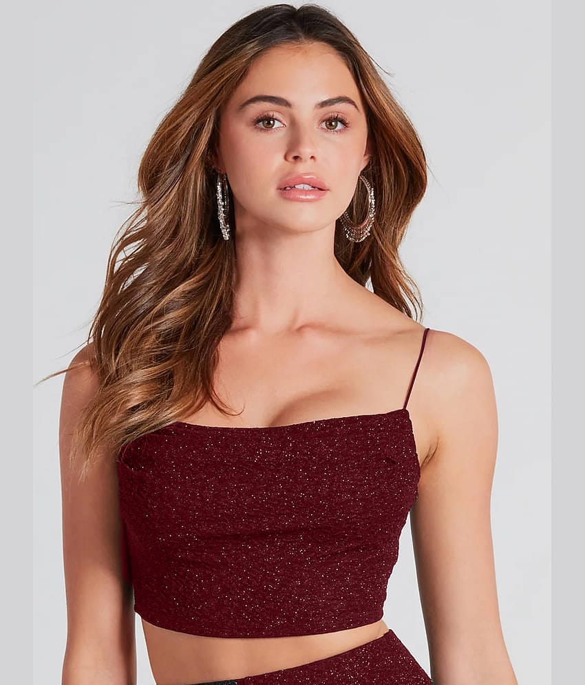 Addyvero Women's Polyester Crop Top ( Maroon )