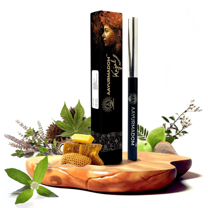 AAYURMADOM Semi-Matte Kajal Stick For All Ages Including Babies - 100% Herbal, Lead-Free