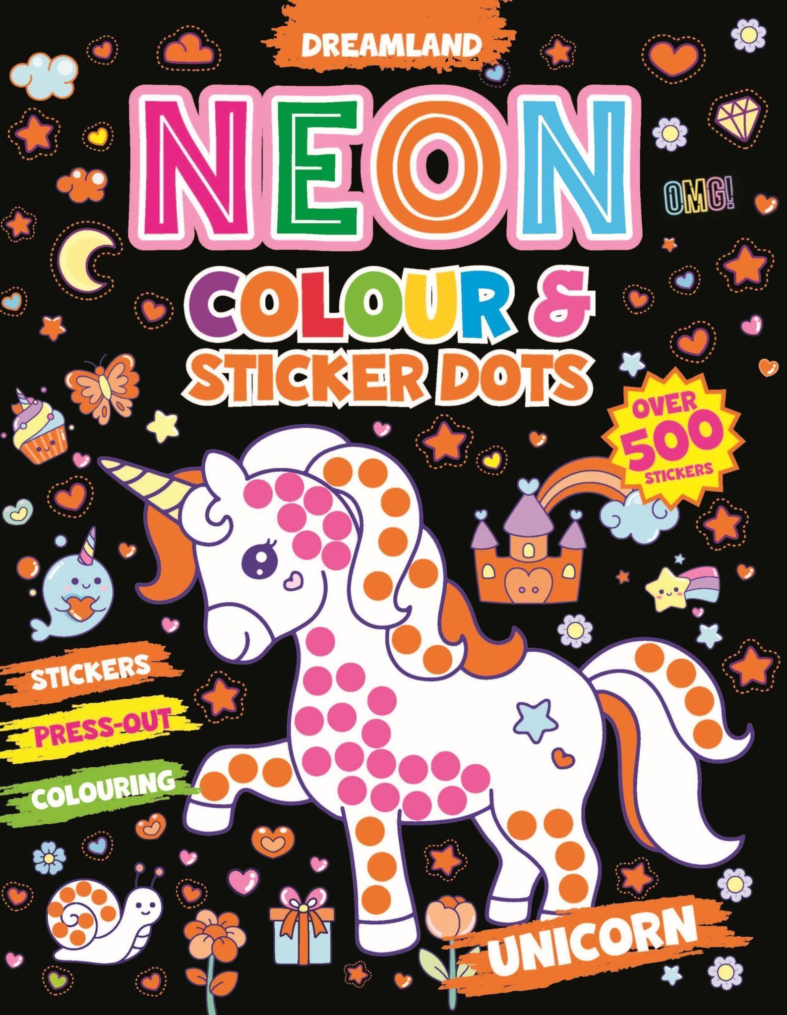 Unicorn Neon Colour and Sticker Dots Book Over 500 Stickers [Paperback] Dreamland Publications