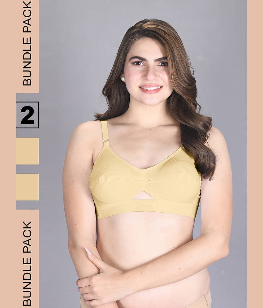 lux venus Pack of 2 Cotton Non Padded Women's Everyday Bra ( Beige ) VEN_BRA151_SK_2PC