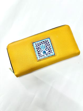 Yellow Hamsa Lippan art Handcrafted Wallet Yellow Hamsa Lippan art Handcrafted Wallet