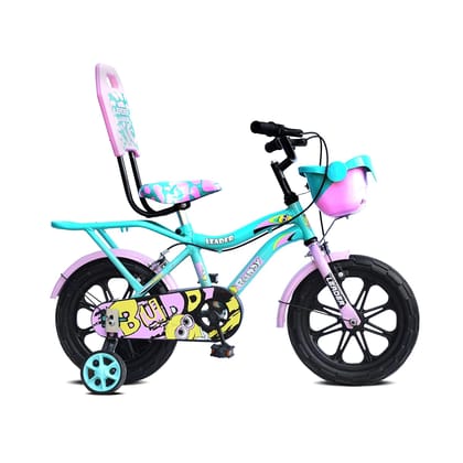 Leader Buddy 14T Kids Cycle With Training Wheels (Semi-Assembled) Age Group 2 - 5 Years 14 T Road Cycle (Single Speed, Green, Pink)