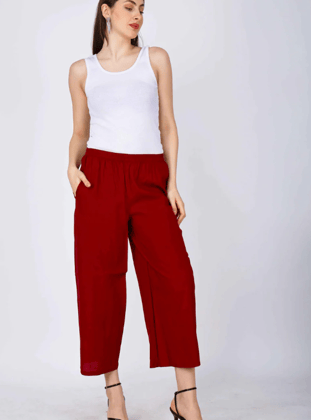Maroon Palazzo Pants for Women - Stylish and Comfortable Fashion Wear Maroon Palazzo Pants for Women - Stylish and Comfortable Fashion Wear