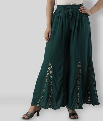 OMAYA - Mustard Rayon Flared Women's Palazzos ( Pack of 1 )