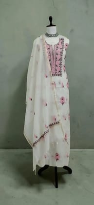 Handwoven Lucknow Chikankari Mul Cotton Hand-Embroidered Dress Material Handwoven Lucknow Chikankari Mul Cotton Hand-Embroidered Dress Material