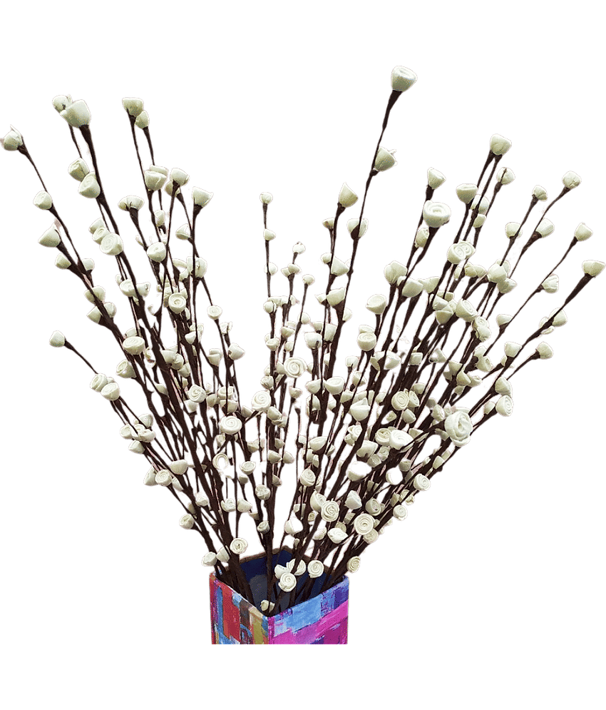 Fab n Style Rose White Artificial Flowers Bunch - Pack of 1