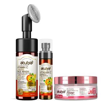 Atulya Vitamin C (Foaming Face wash + Toner) + Rose Gel Combo Atulya Vitamin C (Foaming Face wash + Toner) + Rose Gel Combo