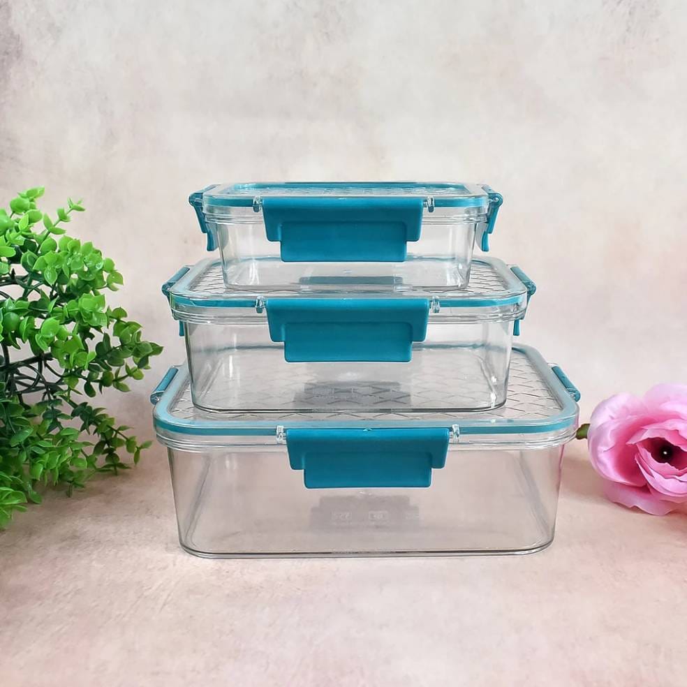Multipurpose Plastic Containers - Kitchen Storage & Containers (3 Pcs Set -1500, 750, 350 Ml Approx)