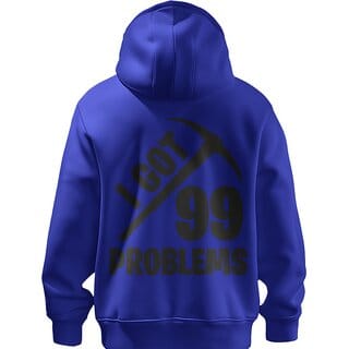 BULL CLOTHING Modern Dark Blue Hoodie for Men I Got 99 Problems with Pickaxe Print Trendy and Comfortable 