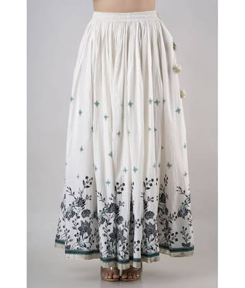 FABRR - White Cotton Women's Flared Skirt ( Pack of 1 )
