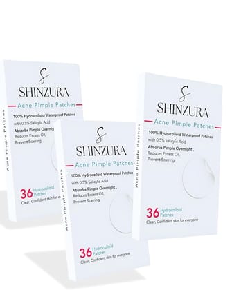 Shinzura Acne Pimple Patches 108 patches - 100% Hydrocolloid & 0.05% Salicylic Acid(pack of 3 - 36 patches)