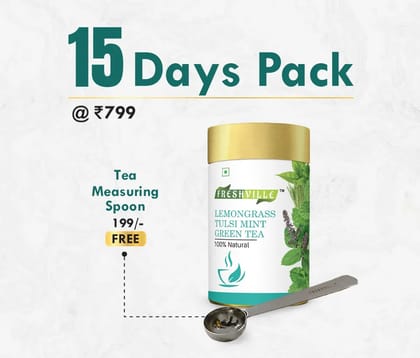 Freshville Lemongrass Tulsi Mint Green Tea | Pure & Natural | Immunity Booster | Control Cholesterol | Heart Health | Lemongrass, Tulsi leaves, Mint, Green tea Tin (50gm).15 Day Pack