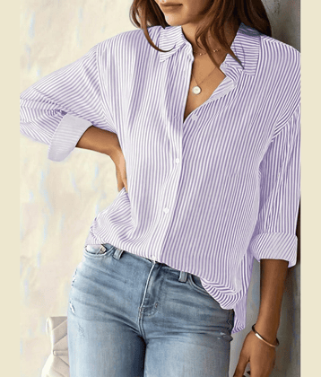 Canblar Women Striped Cotton Shirt ( Maroon )
