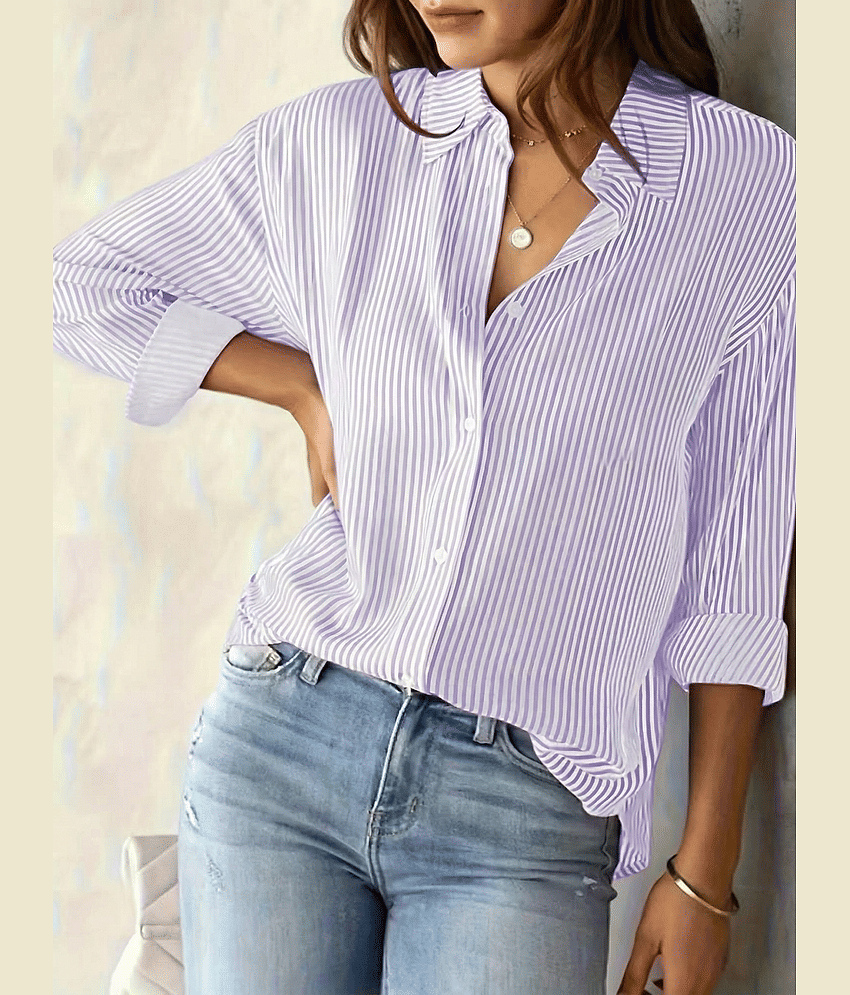 Canblar Women Striped Cotton Shirt ( Maroon )