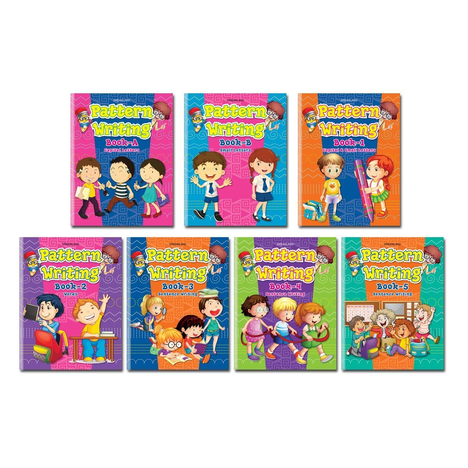 Pattern Writing 7 Books Pack for Children Age 2 -6 Years |Capital Letters, Small Letters, Words, Sentence Writing | Write and Practice [Paperback] Dreamland Publications
