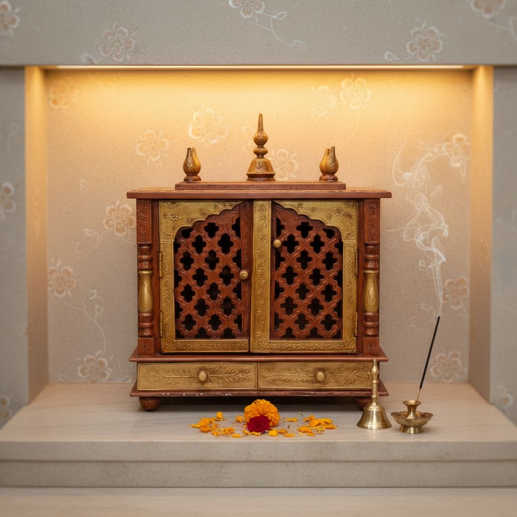 Beautiful Handmade Copper Indian Wooden Temple