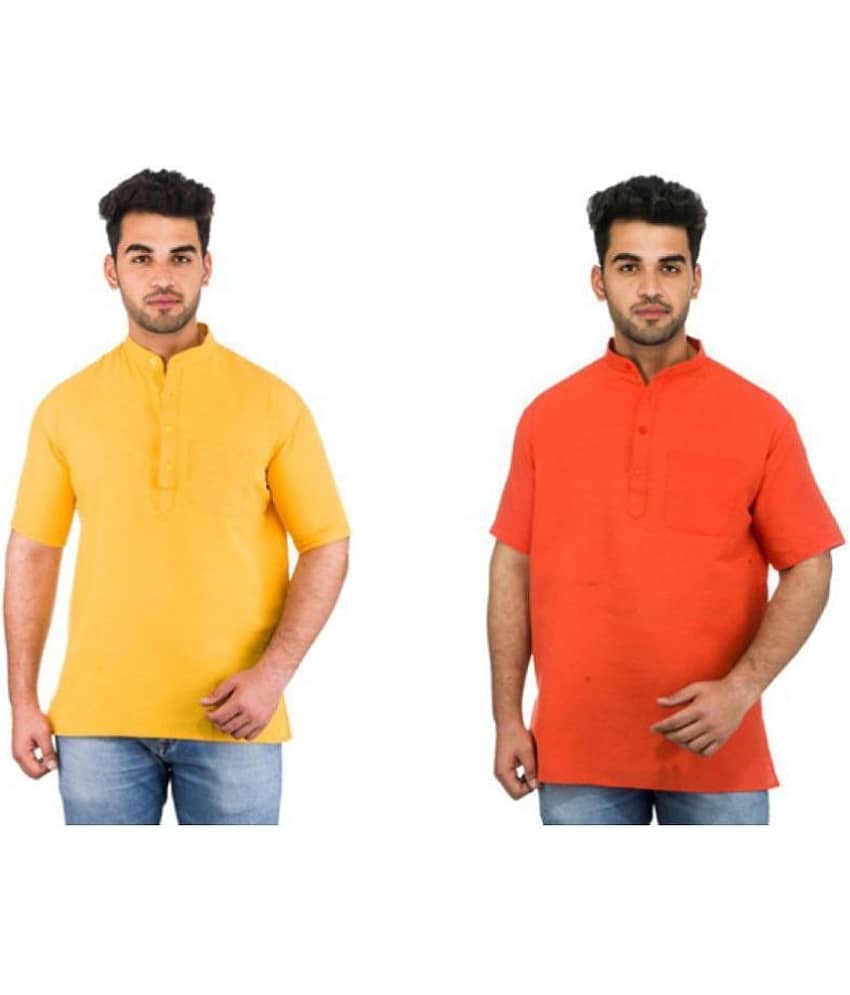 DESHBANDHU DBK Multi 100 Percent Cotton Kurta Pack of 2