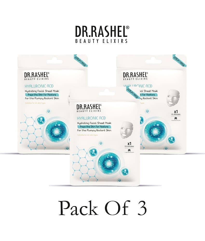 DR.RASHEL Hyaluronic Sheet Mask for Deep Hydration Suits All Skin Types 20 gm each ( Pack of 3)