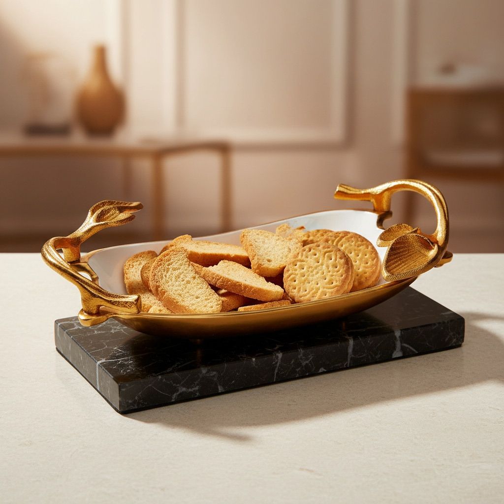 Aluminium Decorative Tray Gold & White (AMAS3179/13)