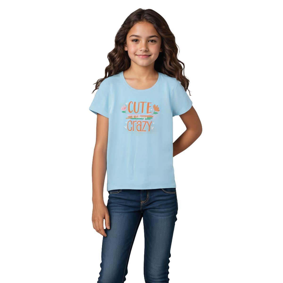 Girls T shirt Cotton Atomizer Blue Cute Crazy