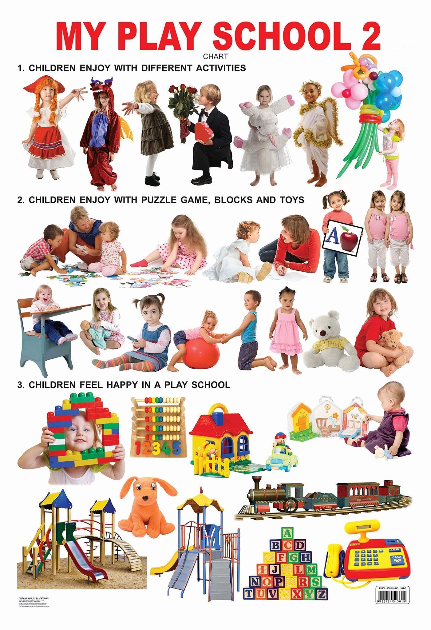 My Play School -2 Educational Wall Chart For Kids - Both Side Hard Laminated (Size 48 x 73 cm) [Poster] Dreamland Publications