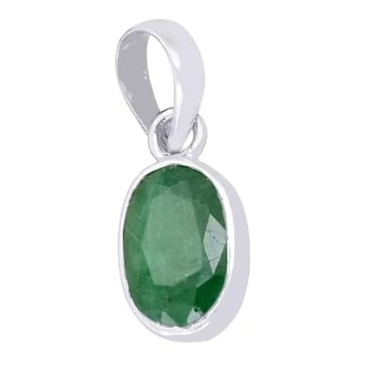 Natural & Elegent Emerald Panna Stone Silver Pendant Locket For Men and Women