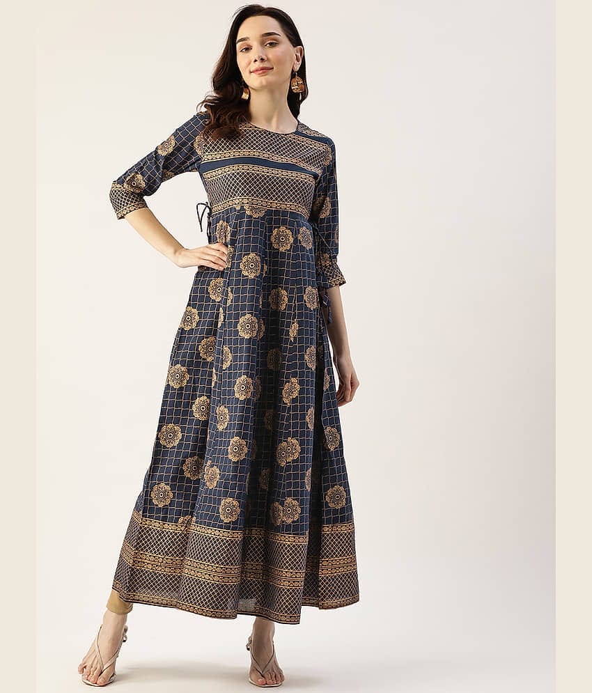 Kbz - Blue Cotton Women's Anarkali Kurti ( Pack of 1 )