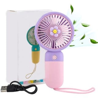 (Pack of 1) Charkee USB Fan Assorted Rechargeable Mini Portable Hand Fan