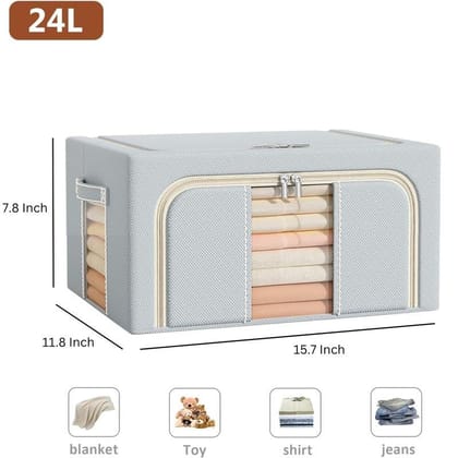 Panchhi Store Organisers Storage Box for Clothes 24 Liter Capacity Wardrobe Organizer for Clothes Oxford Fabric Storage Organizer Foldable Steel Frame with Zipper Panchhi Store Organisers Storage Box for Clothes 24 Liter Capacity Wardrobe Organizer for Clothes Oxford Fabric Storage Organizer Foldable Steel Frame with Zipper