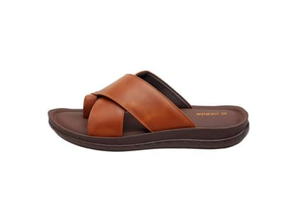VKC Deon DX30106 Tan Men's  Semi Covering Synthetic Leather Sandal  - UK 6